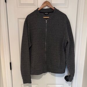 Express Gray Zip-Up Bomber Jacket Large Tall